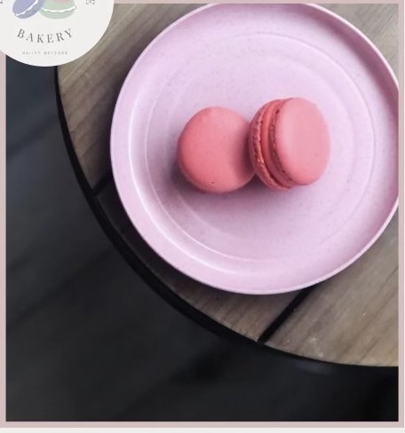 Pink macarons on a pink plate